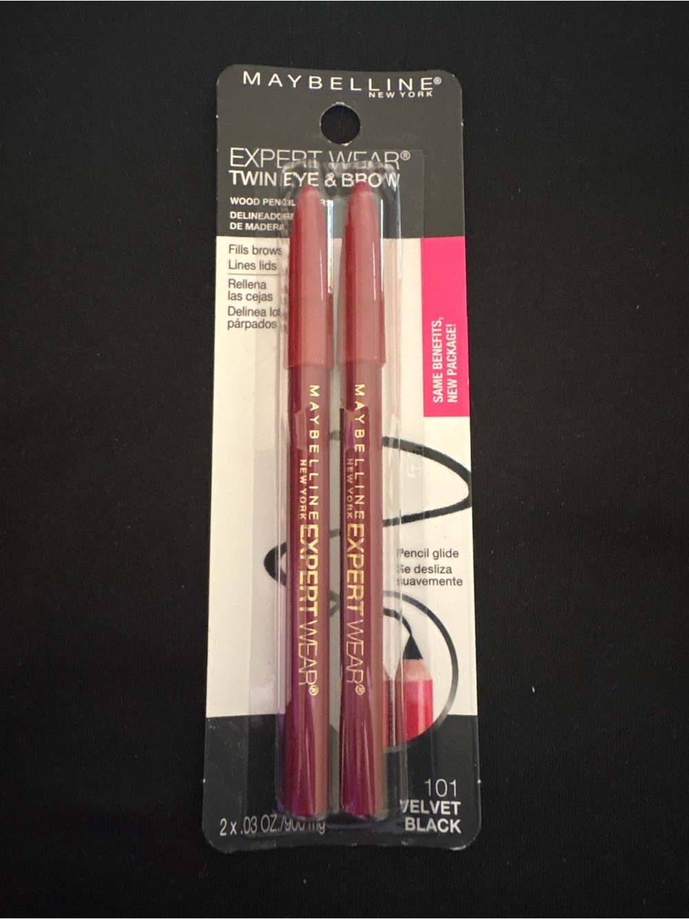 Maybelline Expert Wear Twin Eye & Brow Pencils 101 Velvet Black 2-Pack NEW - Picture 2 of 4
